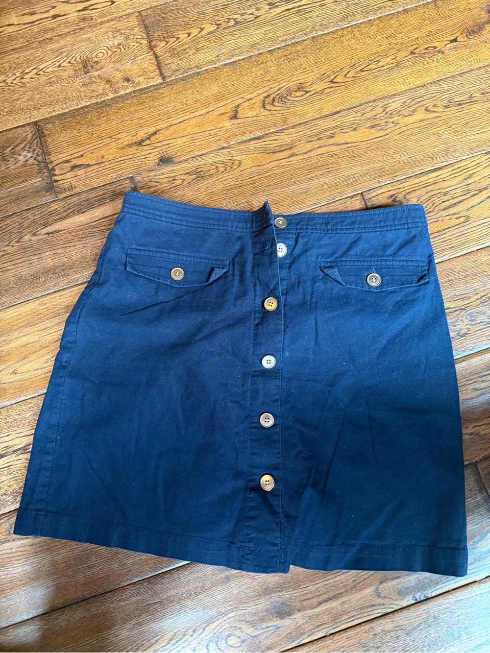 J. Crew Navy Button-Front Mini Skirt